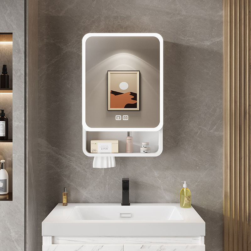 Home Bathroom Mirror - Organizer Mirror Bathroom Cabinet Storage Shelves