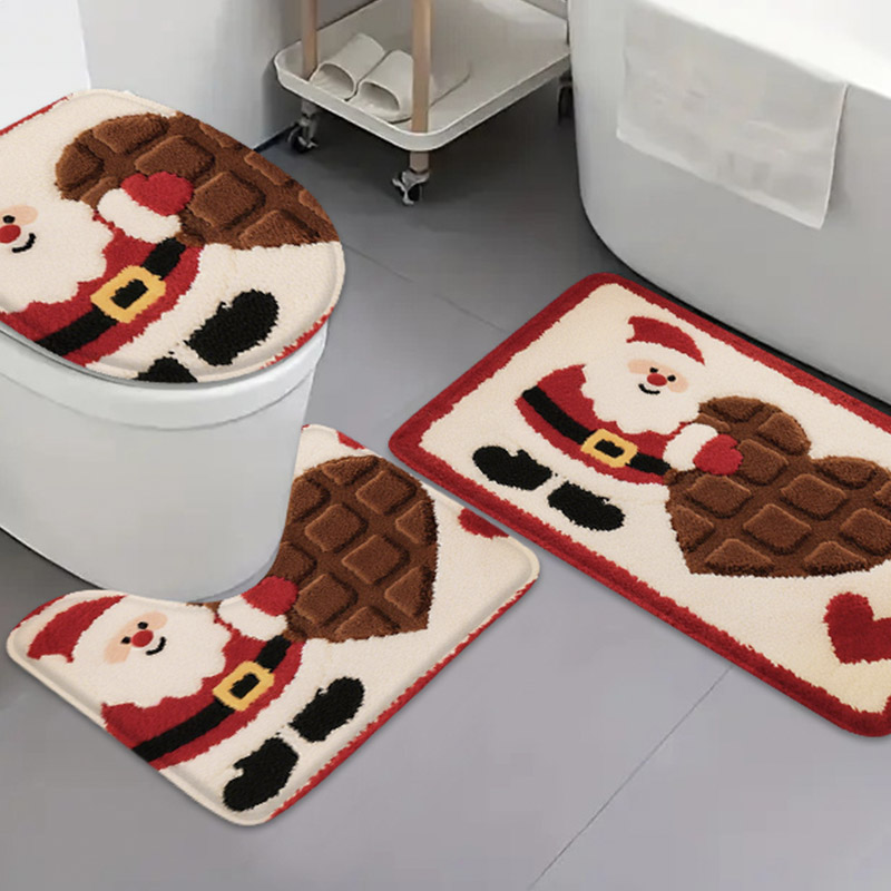 Home Bathroom Images - 3pcs cartoon image flannel carpet bathroom