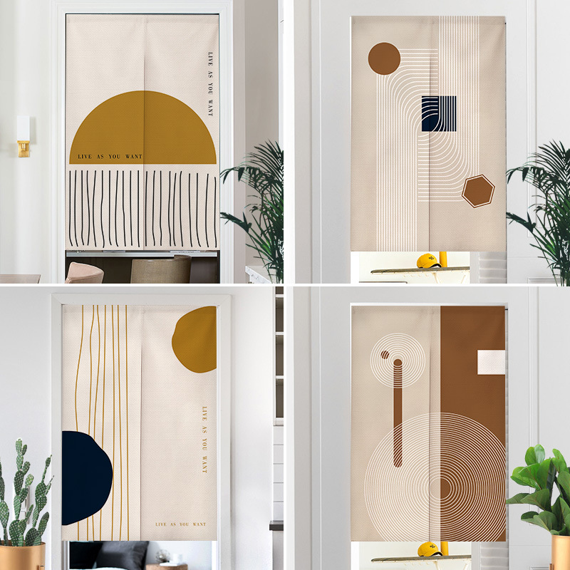 Home Bathroom Partition - Wabi-sabi Style Door Curtain Simple Striped