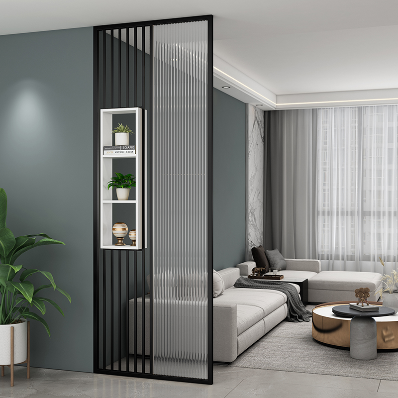 Home Bathroom Partition - Simple Modern Corrugated Tempered Glass Partition