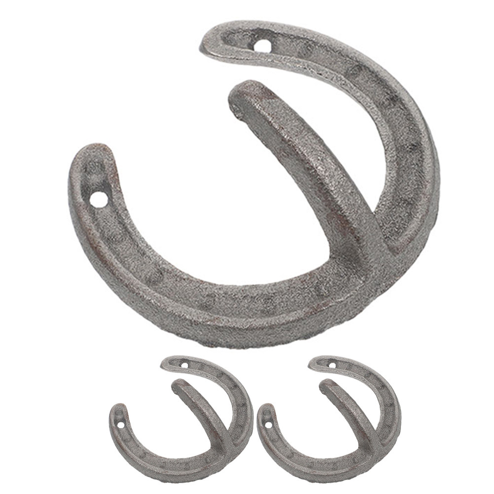 Home Bathroom Decor - 3Pcs Horseshoe Shape Wall Hook Iron
