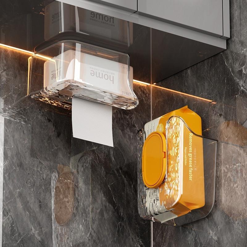 Home Bathroom Paper Towel Dispenser - Wall Mounted Wet Wipes Dispenser Self-Adhesive
