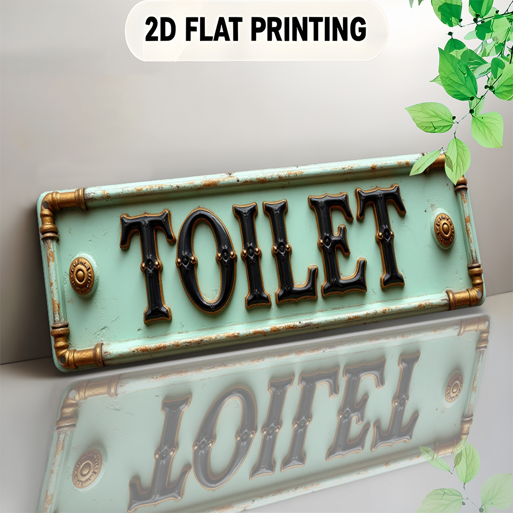 Home Bathroom Decor - 2D Flat, Vintage Toilet Sign -