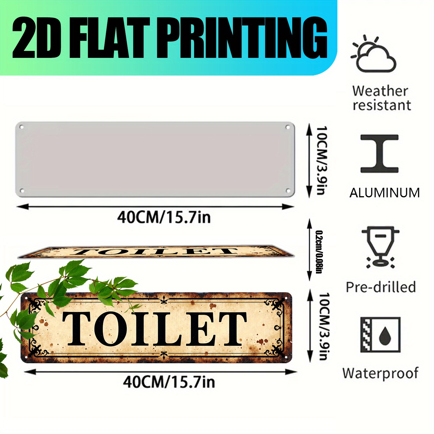 2D Flat, Vintage Aluminum Wall - Home Bathroom Decor review and price