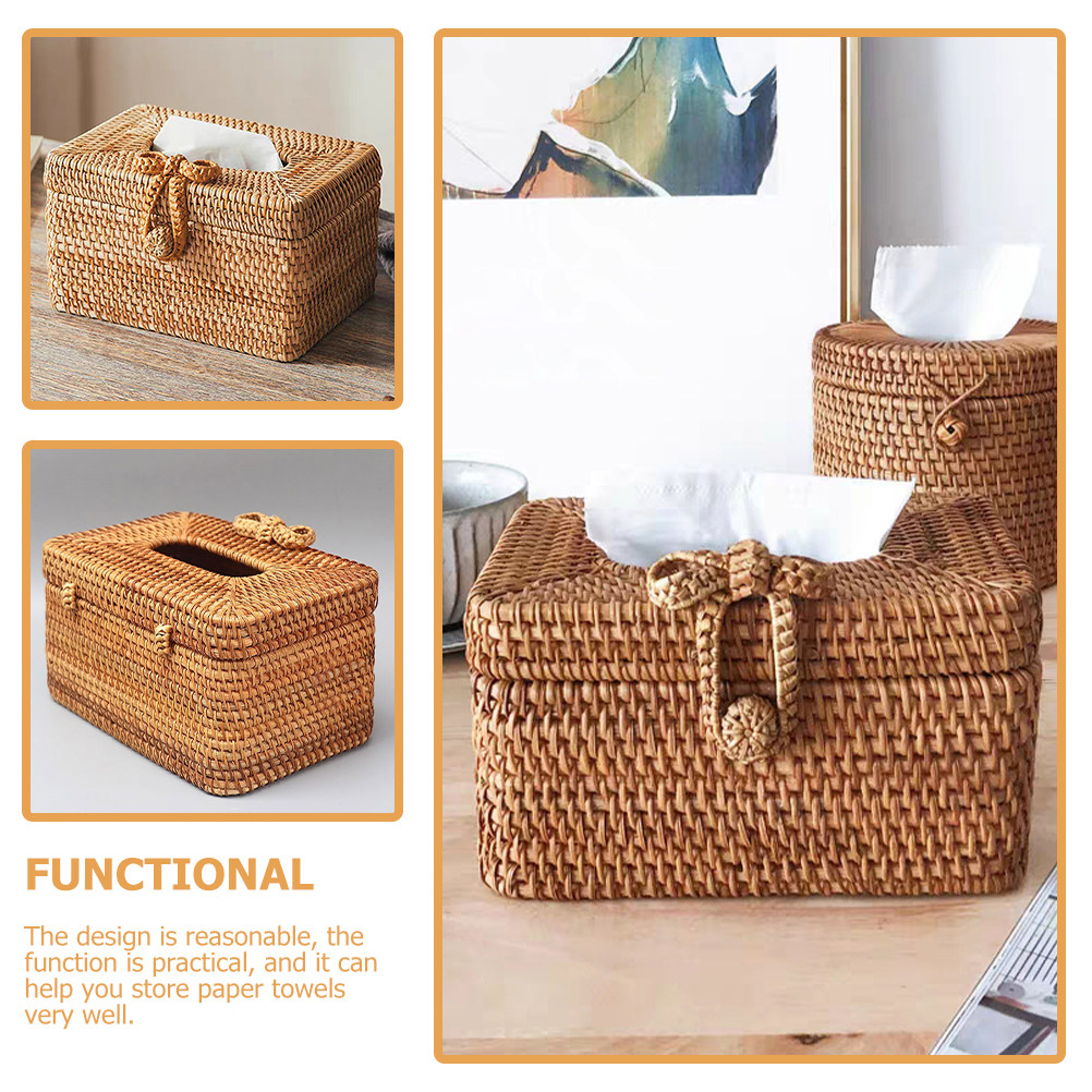 Natural Hand Woven Tissue Box  - Home Bathroom Paper Towel Dispenser review and price