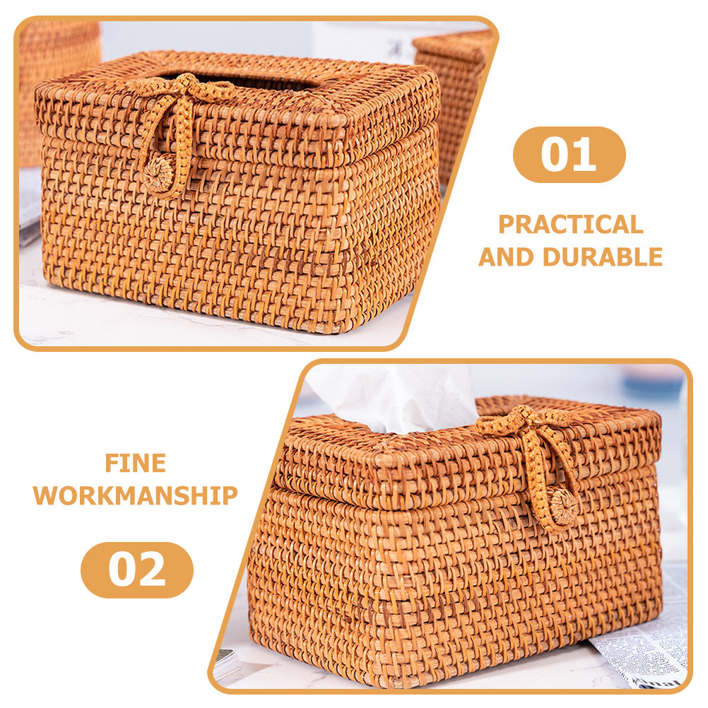 Natural Hand Woven Tissue Box  - Home Bathroom Paper Towel Dispenser review and price