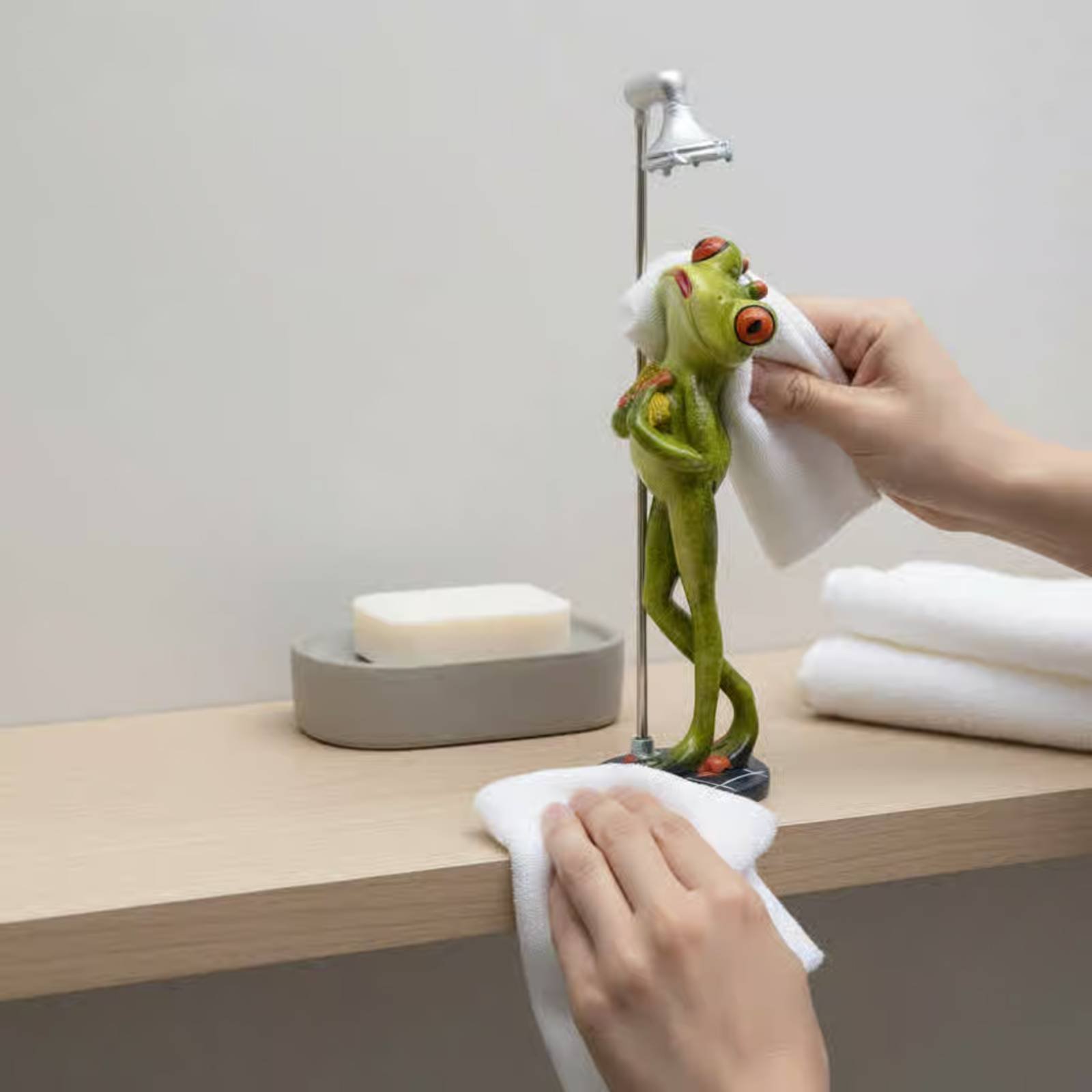 Showering Frog Figurine Great  - Home Bathroom Decor review and price