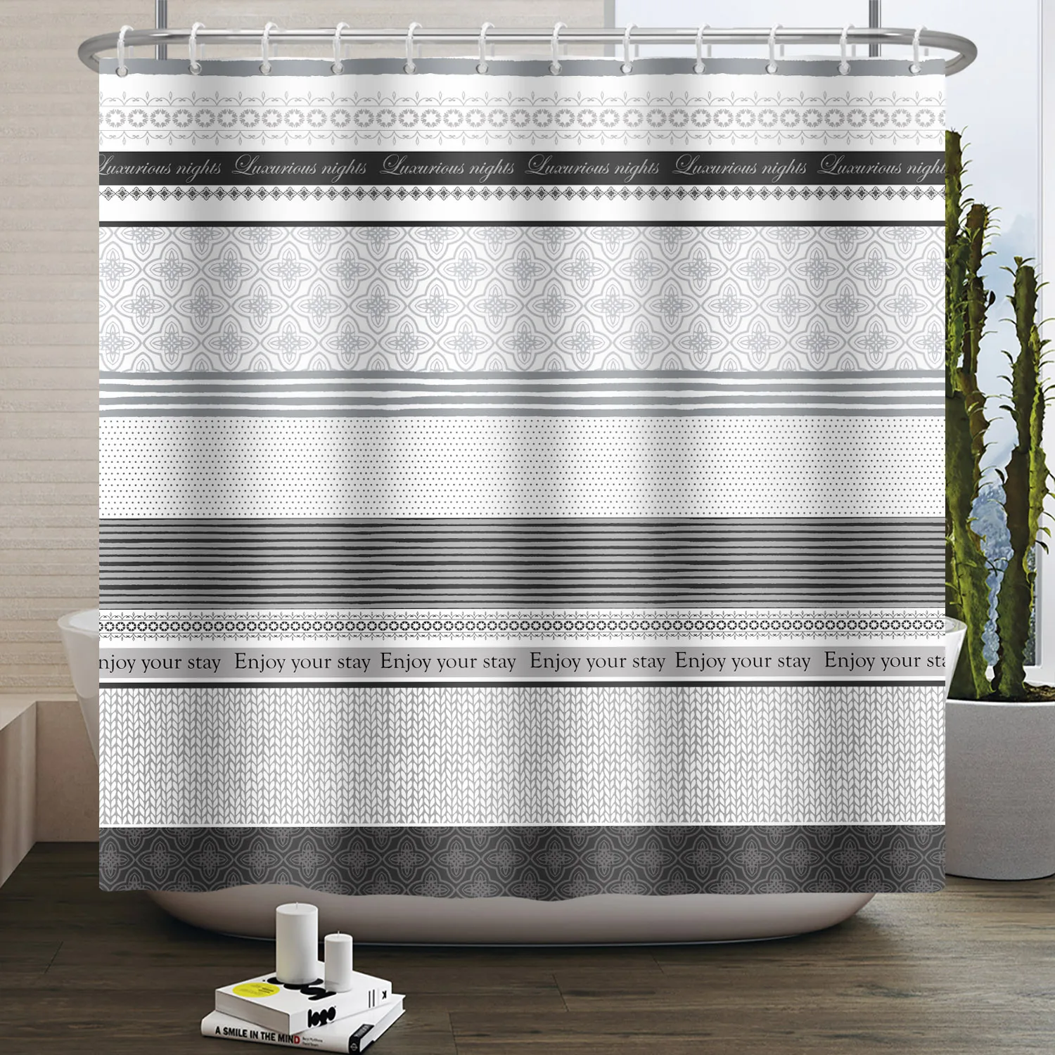 Simple Line Pattern Shower Cur - Home Bathroom Partition review and price
