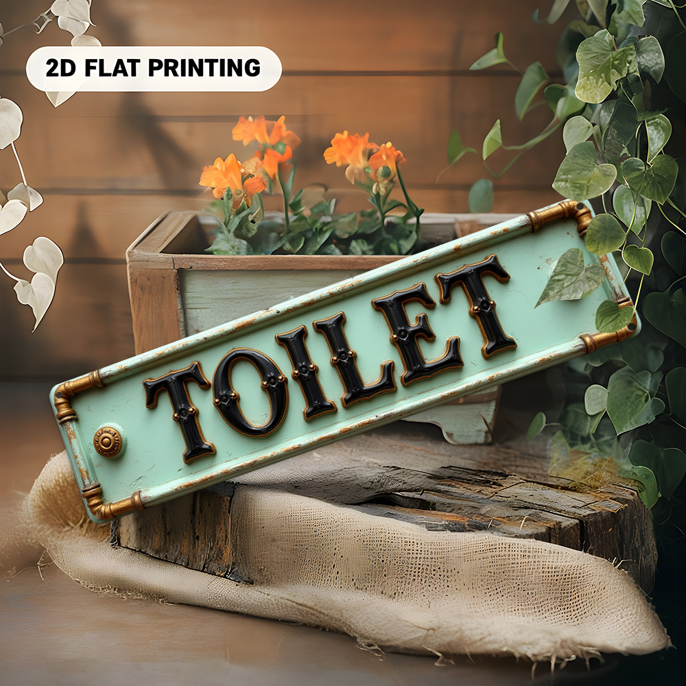 2D Flat, Vintage Toilet Sign - - Home Bathroom Decor review and price
