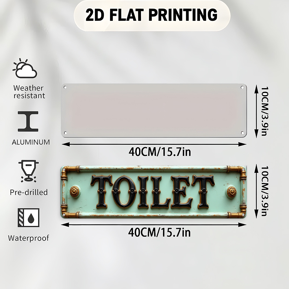 2D Flat, Vintage Toilet Sign - - Home Bathroom Decor review and price
