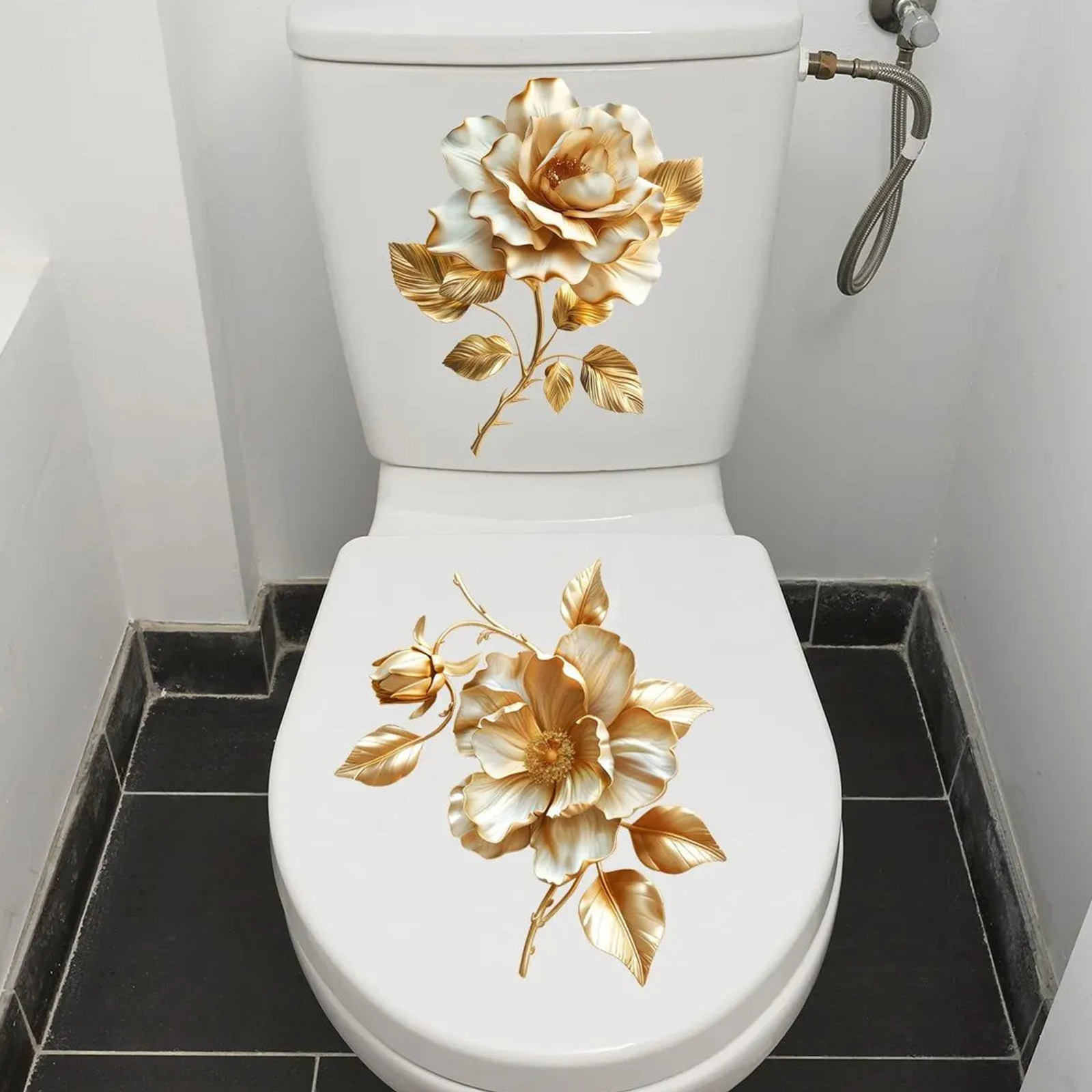 2pcs Floral Toilet Stickers To - Home Of The Year Bathroom review and price